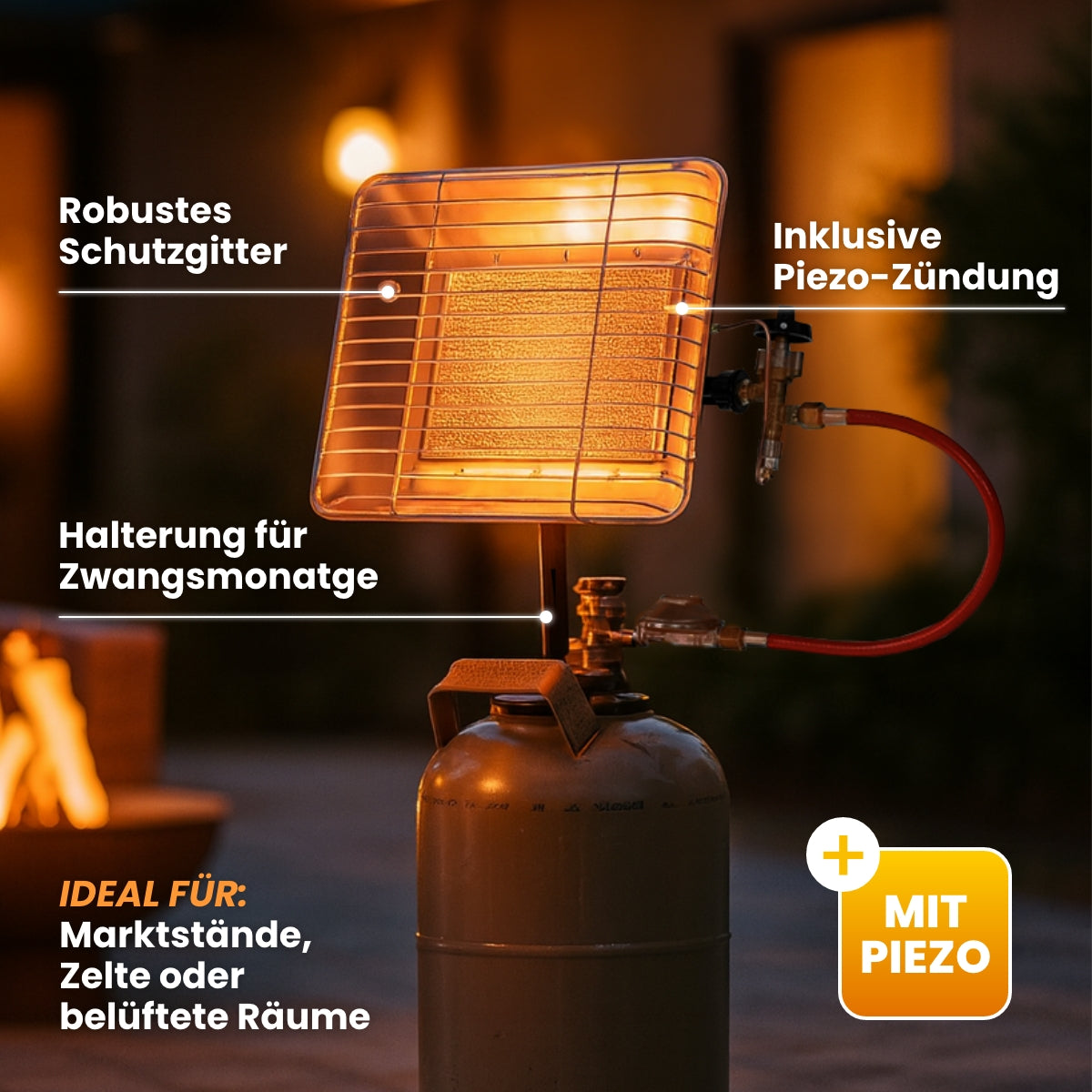 Gasheizstrahler Eco mit Piezo