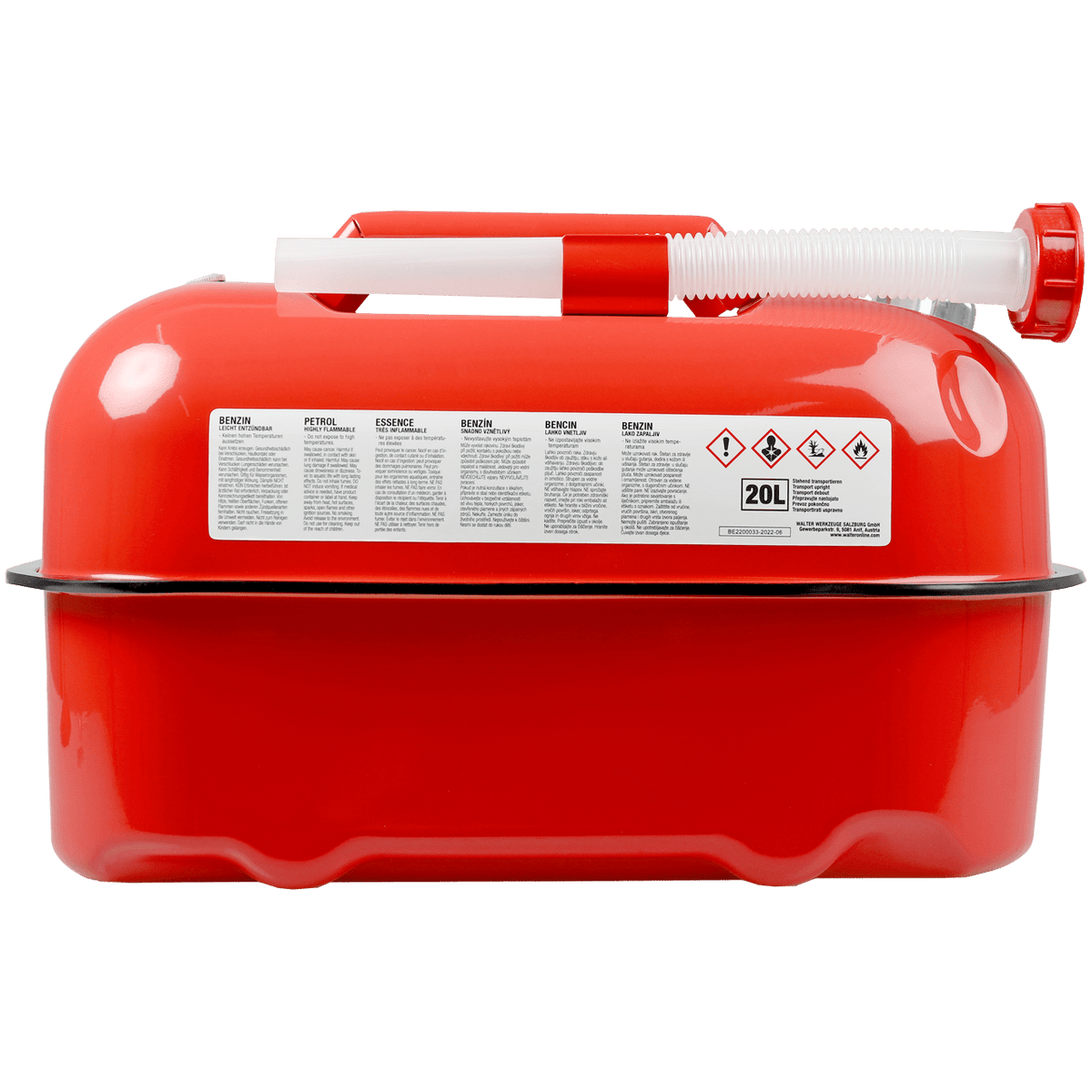 WALTER 20 L Horizontaler Benzinkanister mit Trichter