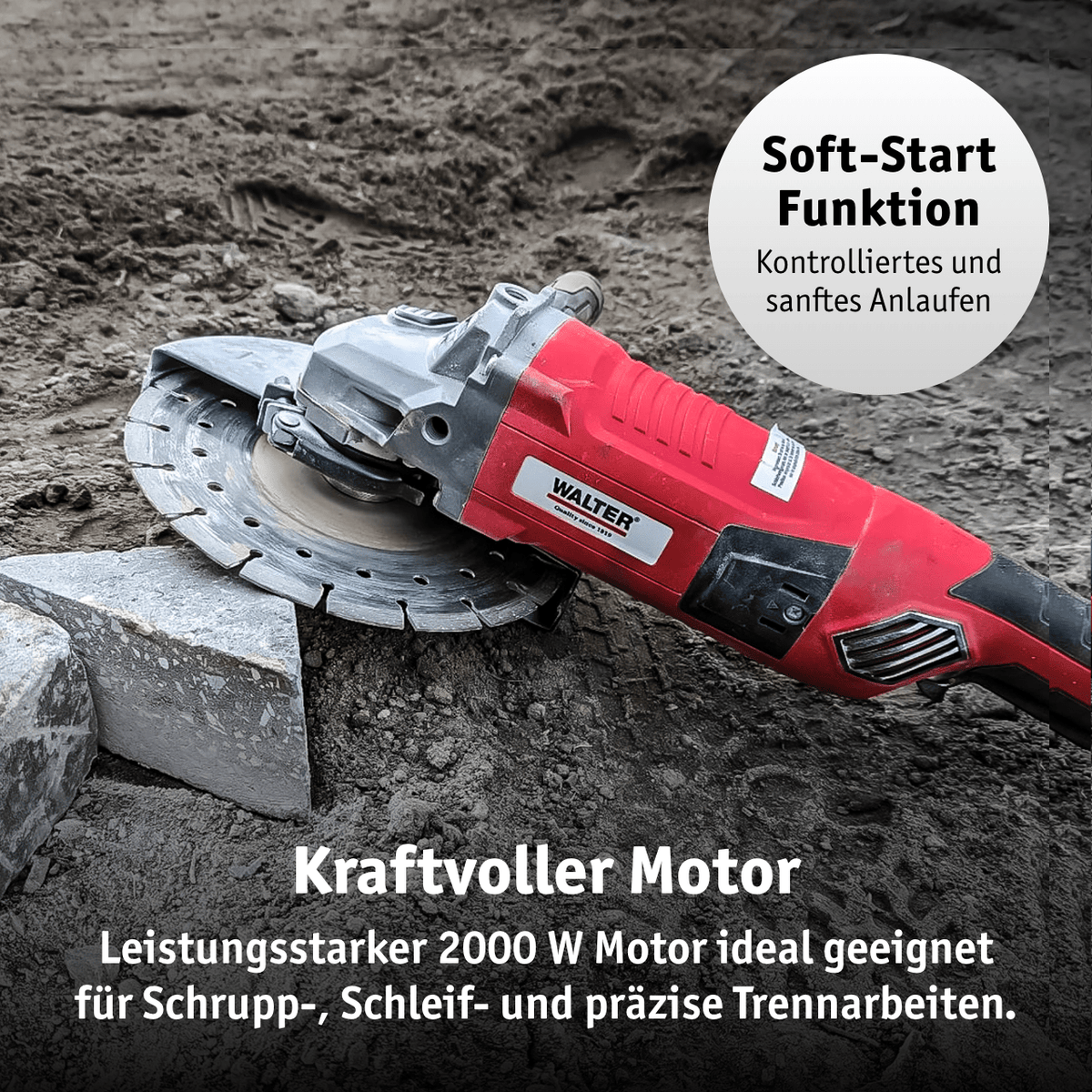 WALTER Winkelschleifer 230 mm 2000 W