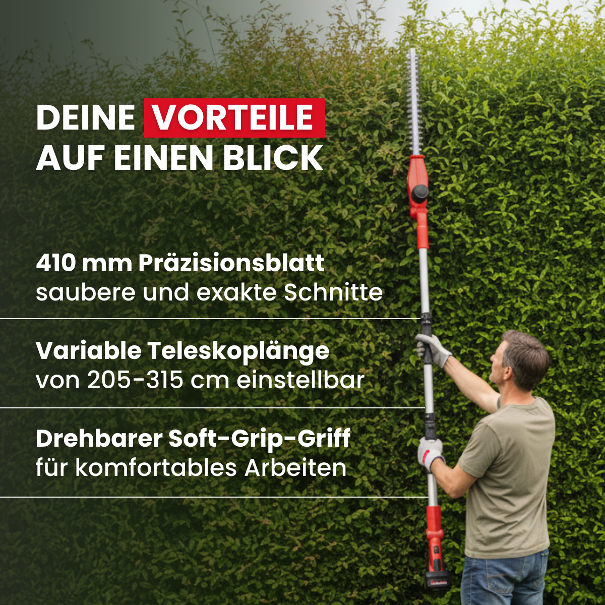 XXL 20V Li-Ionen Akku-Heckenschere