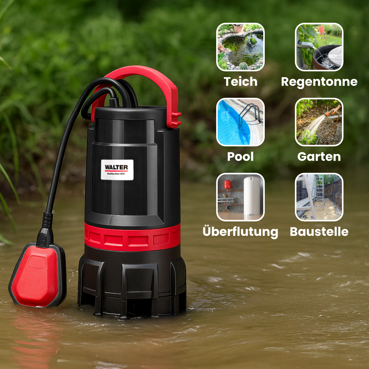Schmutz- und Klarwasserpumpe 750 W 2-in-1