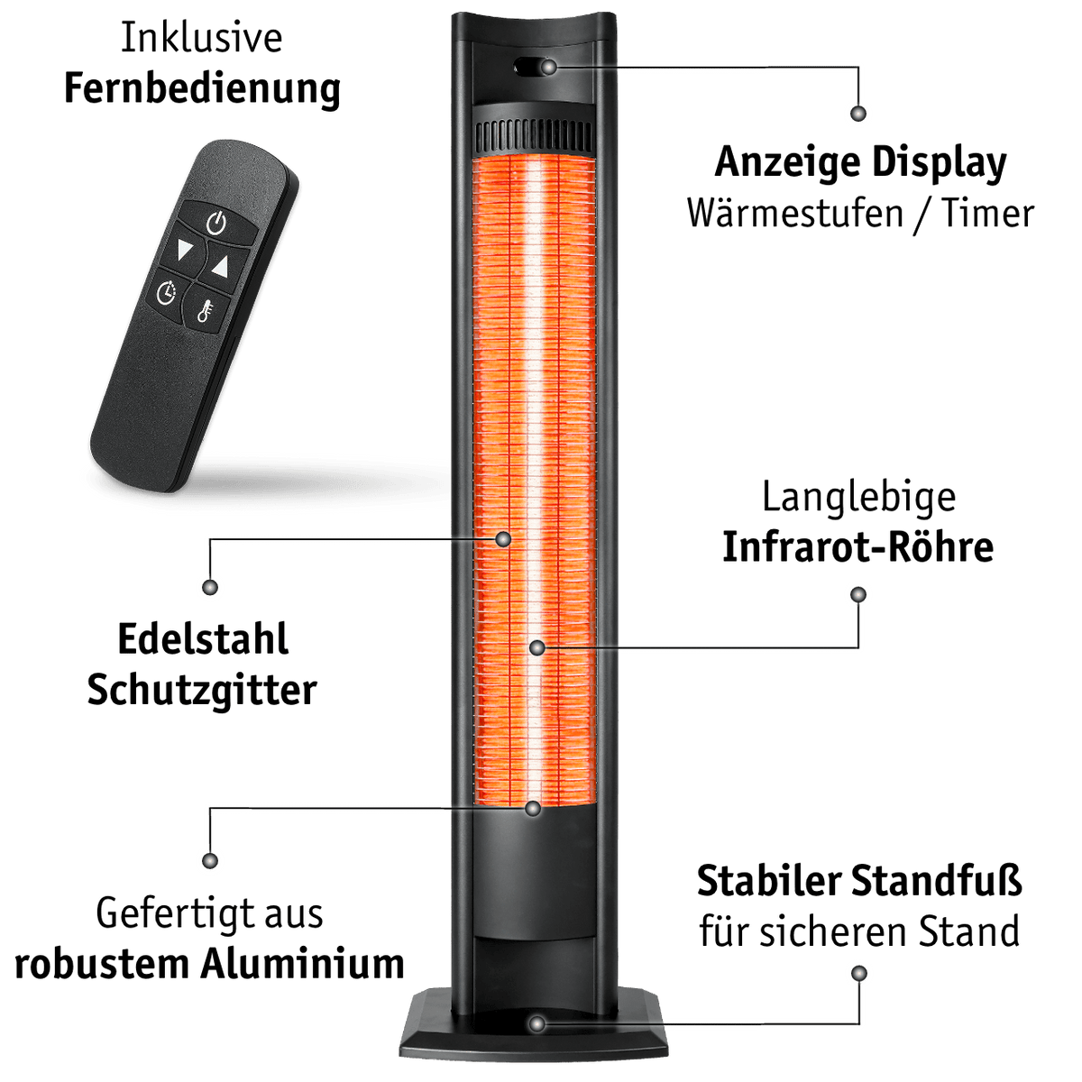 WALTER Infrarot Standheizstrahler 2000 W