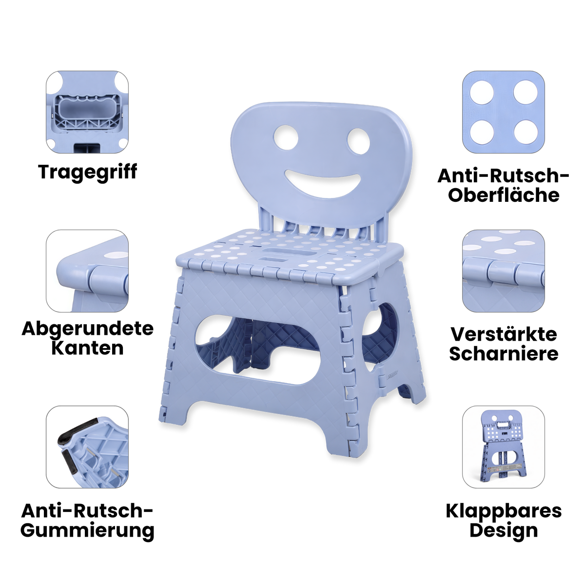 Klappbarer Kinderstuhl blau 2-in-1