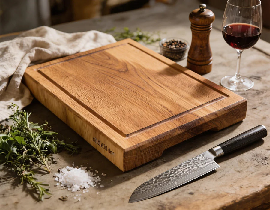 Eiche Schneidebrett 40 × 30 × 4 cm – der Allrounder mit Griffmulden