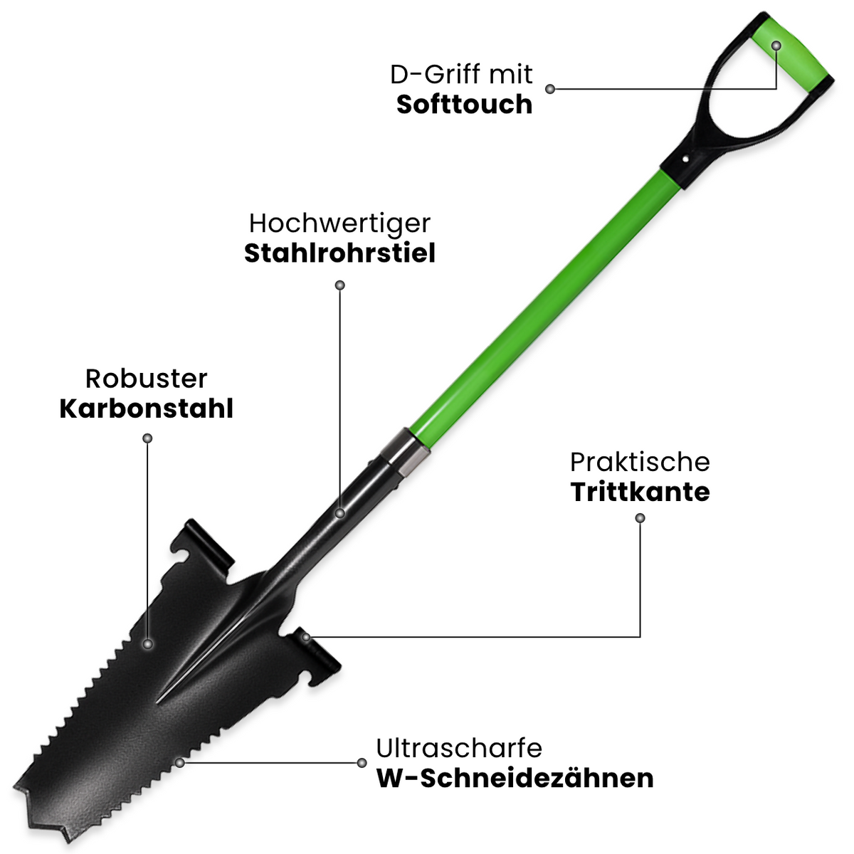 Wurzelspaten aus Carbonstahl