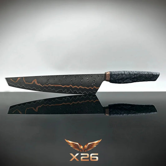 Cu-mai Raptor Evolution Limited mit FlameWOOD® Griff und schwarz-kupferner Damastklinge