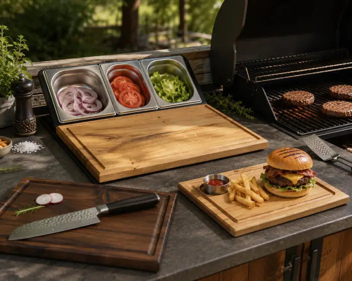 Schneidebrett & Messer Sets – BBQ-Setups aus Massivholz