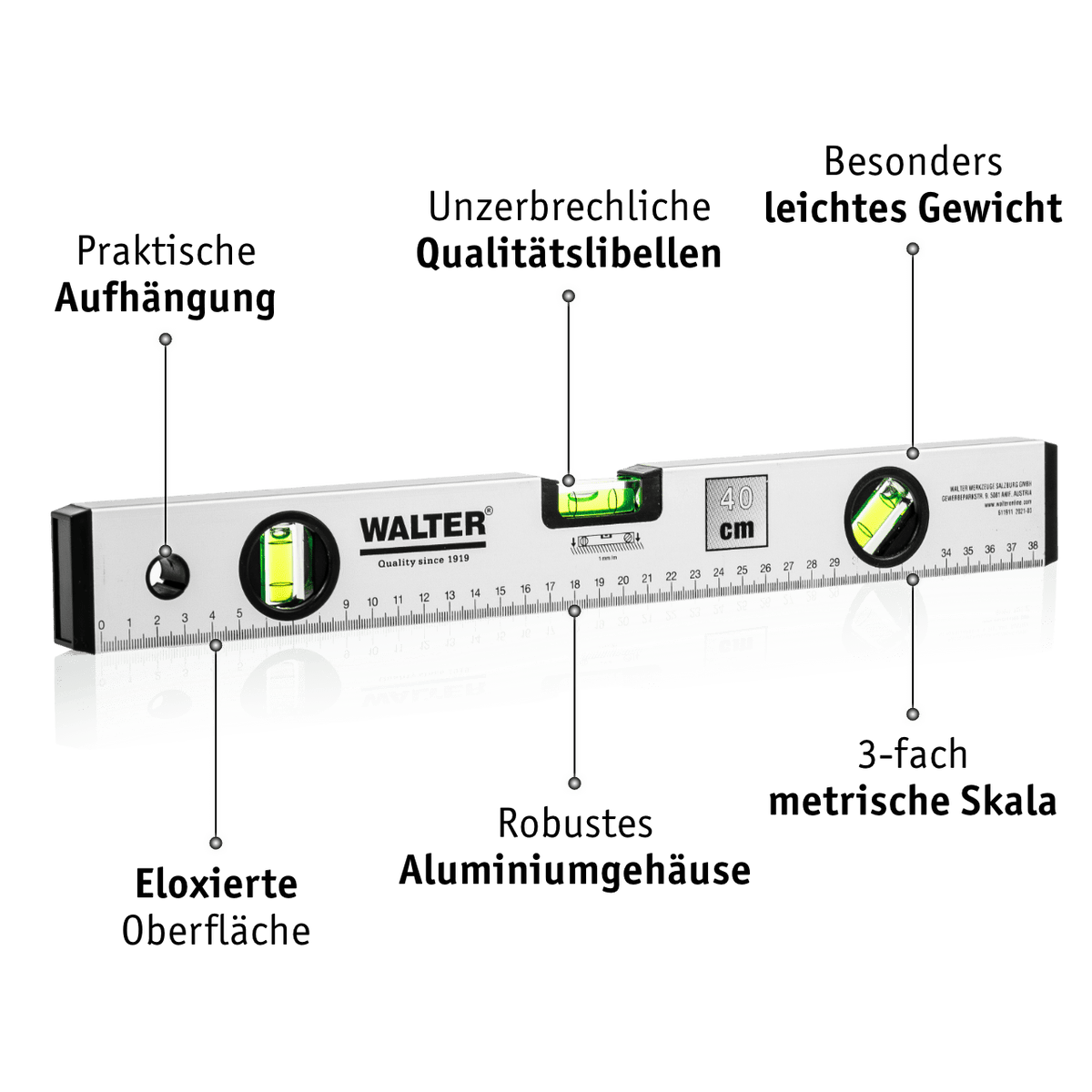 WALTER Wasserwaagen-Set 3-tlg.
