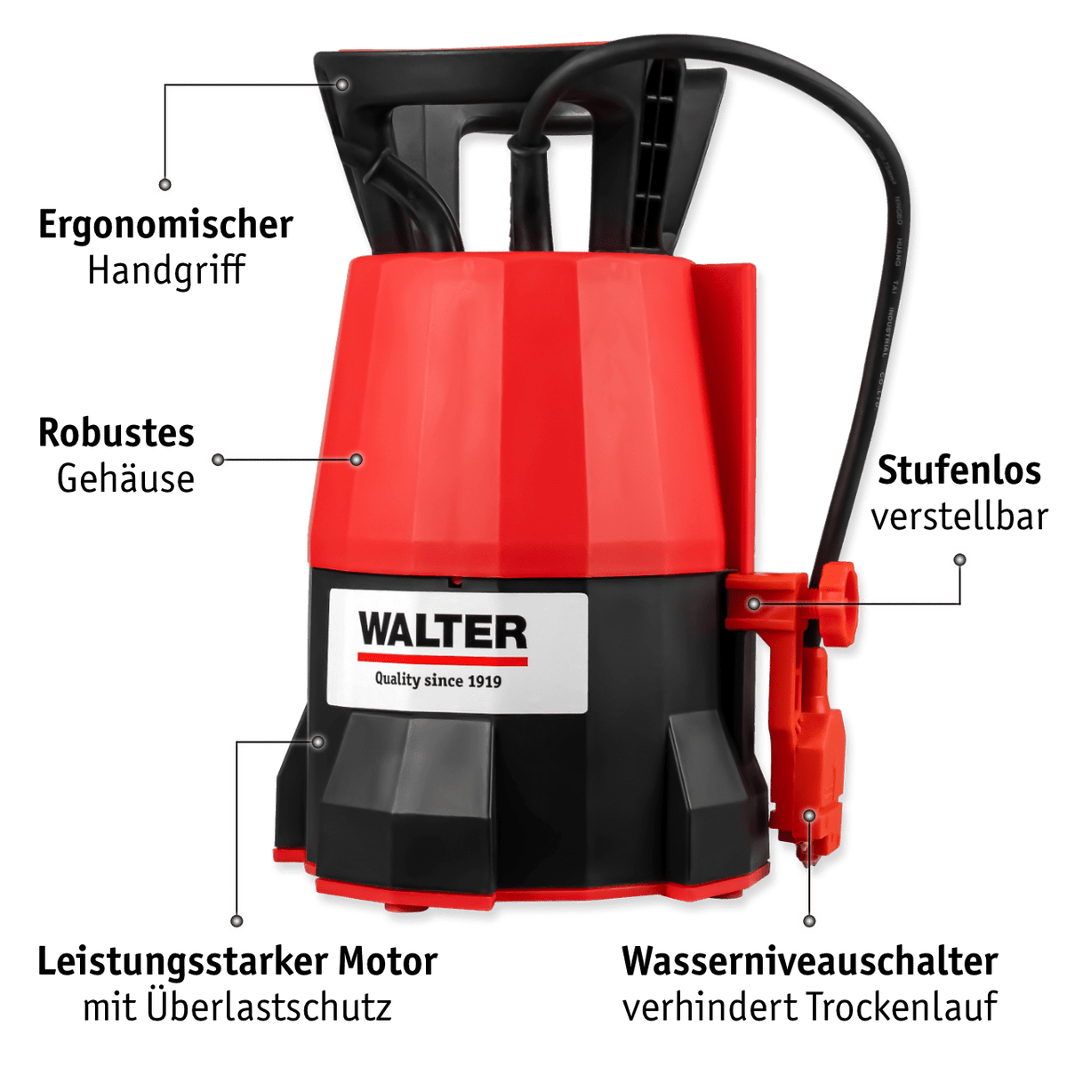 WALTER Klarwasser Tauchpumpe "extra flach" 400 W