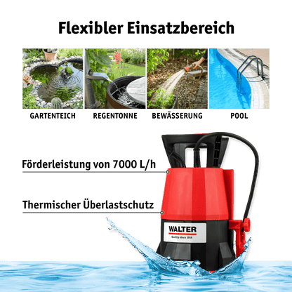 WALTER Klarwasser Tauchpumpe "extra flach" 400 W