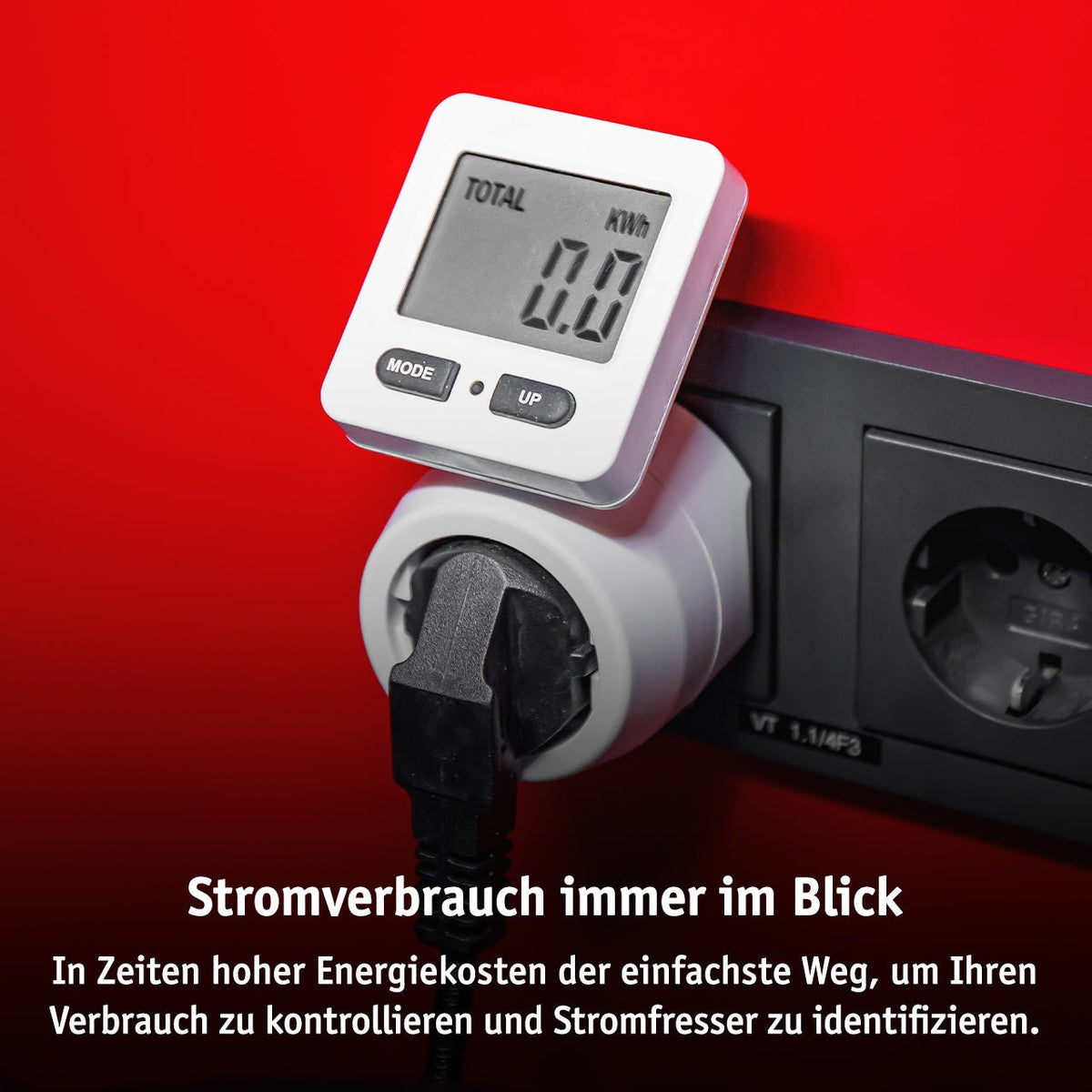 WALTER Steckdosenadapter mit Stromzähler