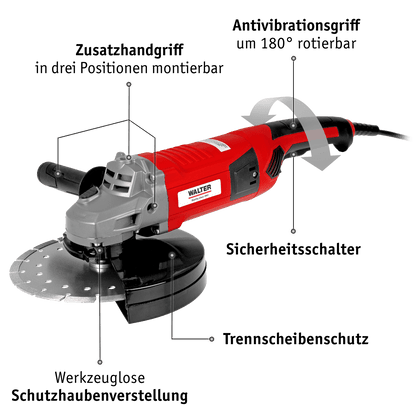 WALTER Winkelschleifer 230 mm 2000 W