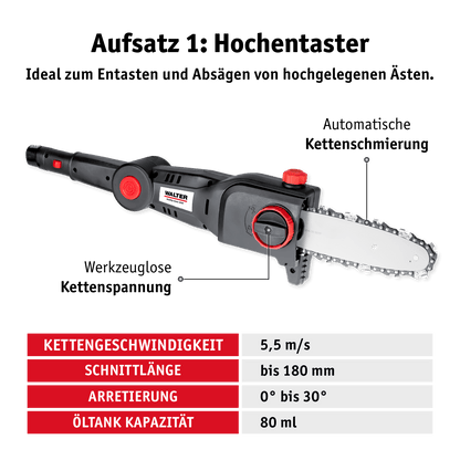 WALTER Akku-Hochentaster Heckenschere 20 V