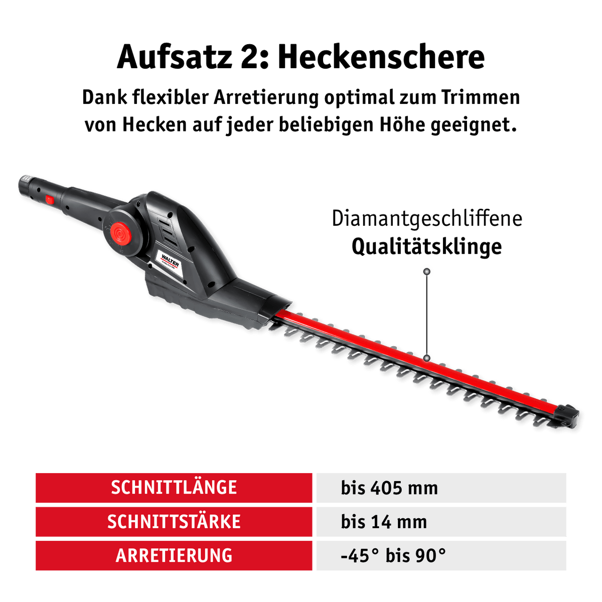 WALTER Akku-Hochentaster Heckenschere 20 V