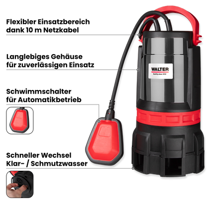 Schmutz- und Klarwasserpumpe 750 W 2-in-1