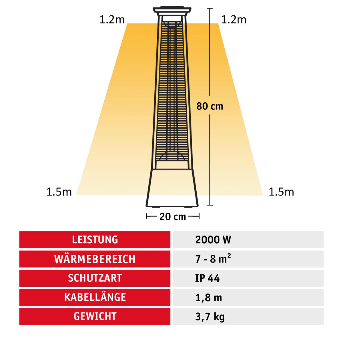 WALTER Infrarot-Standheizstrahler Terrasse