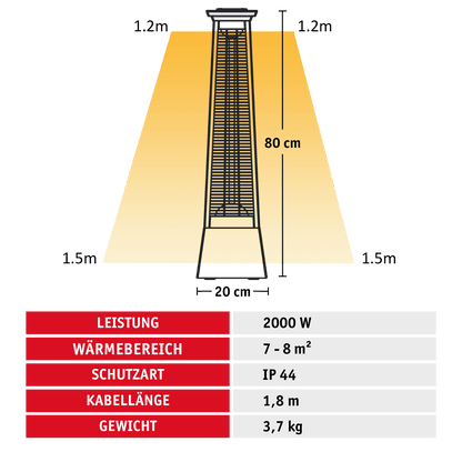 WALTER Infrarot-Standheizstrahler Terrasse