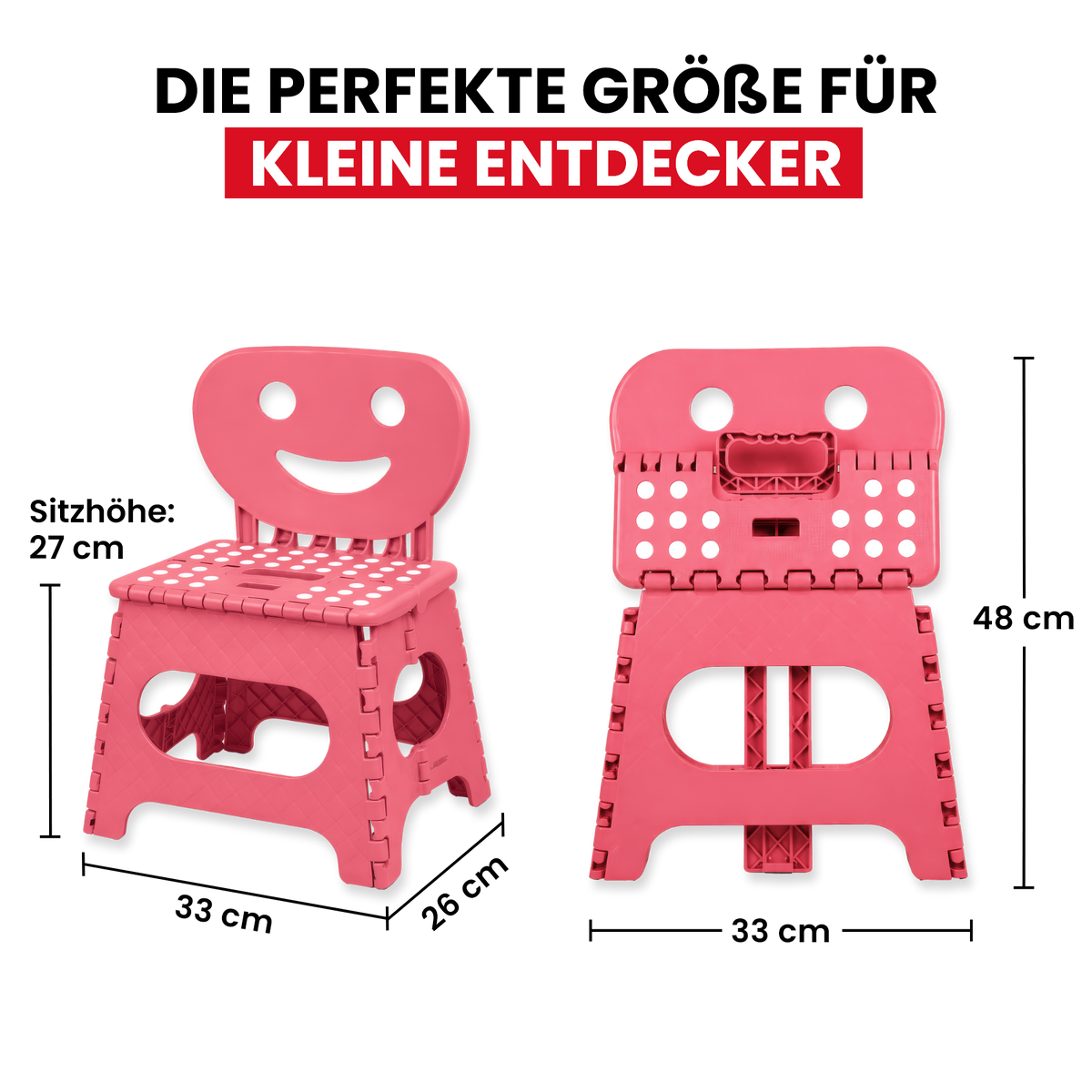 Klappbarer Kinderstuhl rosa 2-in-1