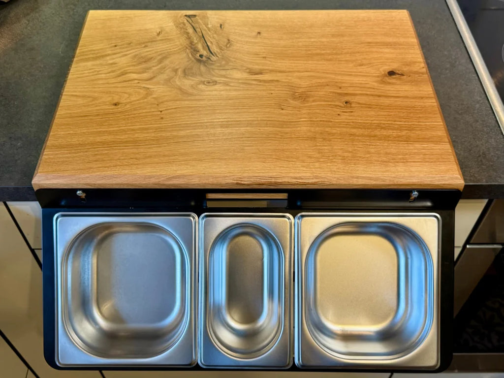 Chefstation L+ Eiche 46×32 cm – Arbeitsstation mit Konsole und GN-Behältern