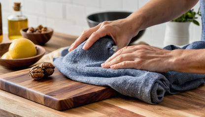 Chefbrett Set aus Eiche – Massives Schneidebrett + Pflegeöl im Bundle