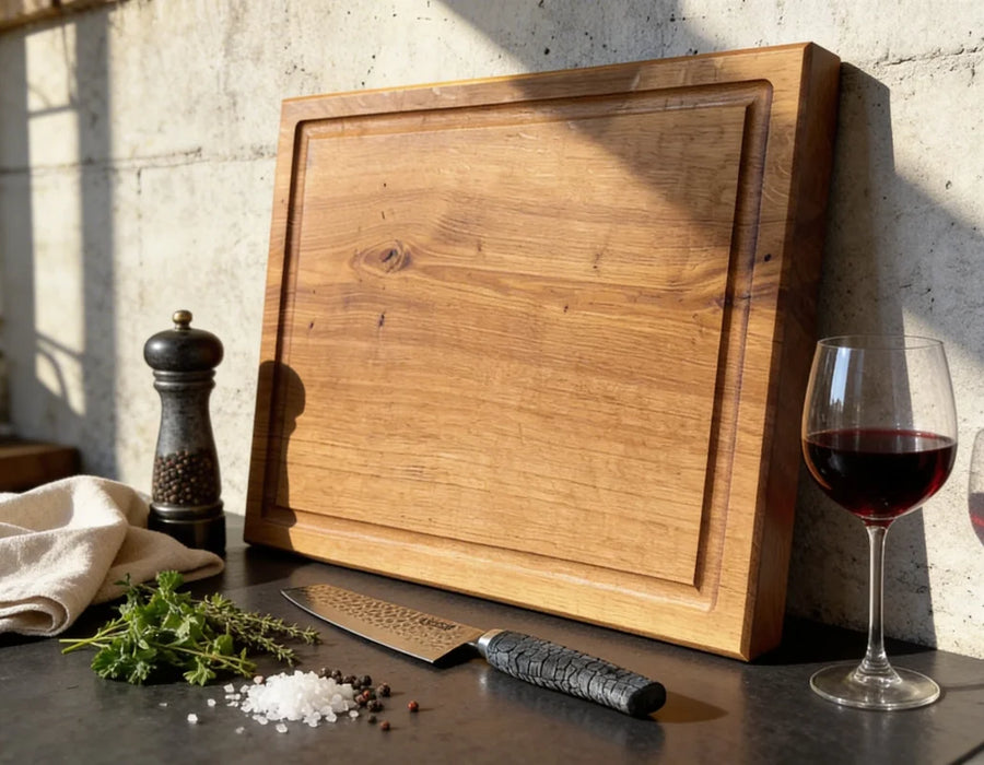 Eiche Schneidebrett 50 × 40 × 4 cm – großzügiges Wendebrett mit Saftrille