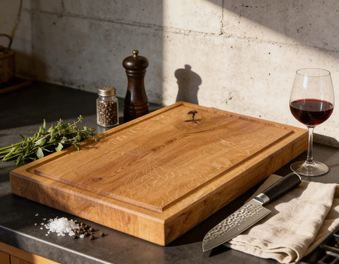 Eiche Schneidebrett 60 × 40 × 4 cm – viel Platz für Küche, Braten & BBQ