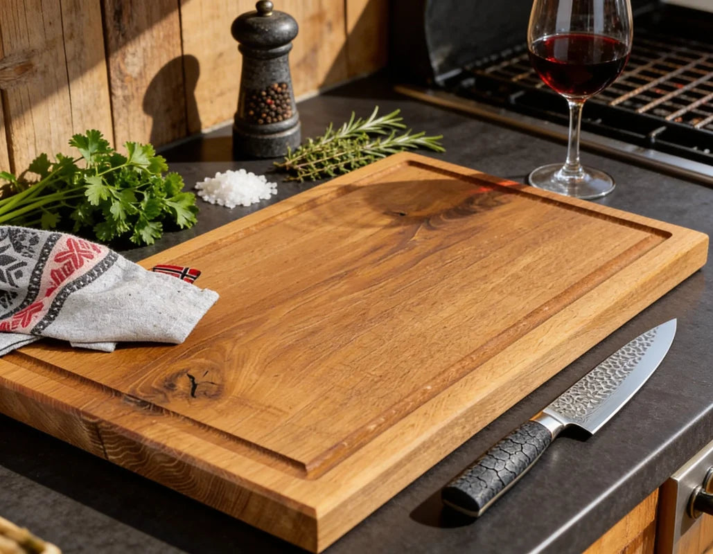 Großes Schneidebrett aus Eiche 70x40x4 cm für Küche, Fleisch und BBQ