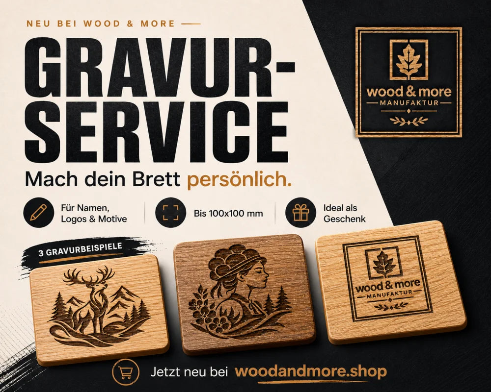 Gravur Service für Steakbretter und Burgerbretter aus Holz als persönliches BBQ Unikat von wood & more