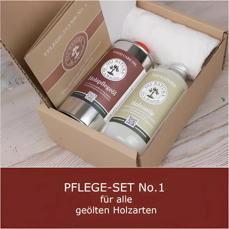 Pflegeset mit zwei Flaschen Holzbehandlung für geölte Esstische und Möbel