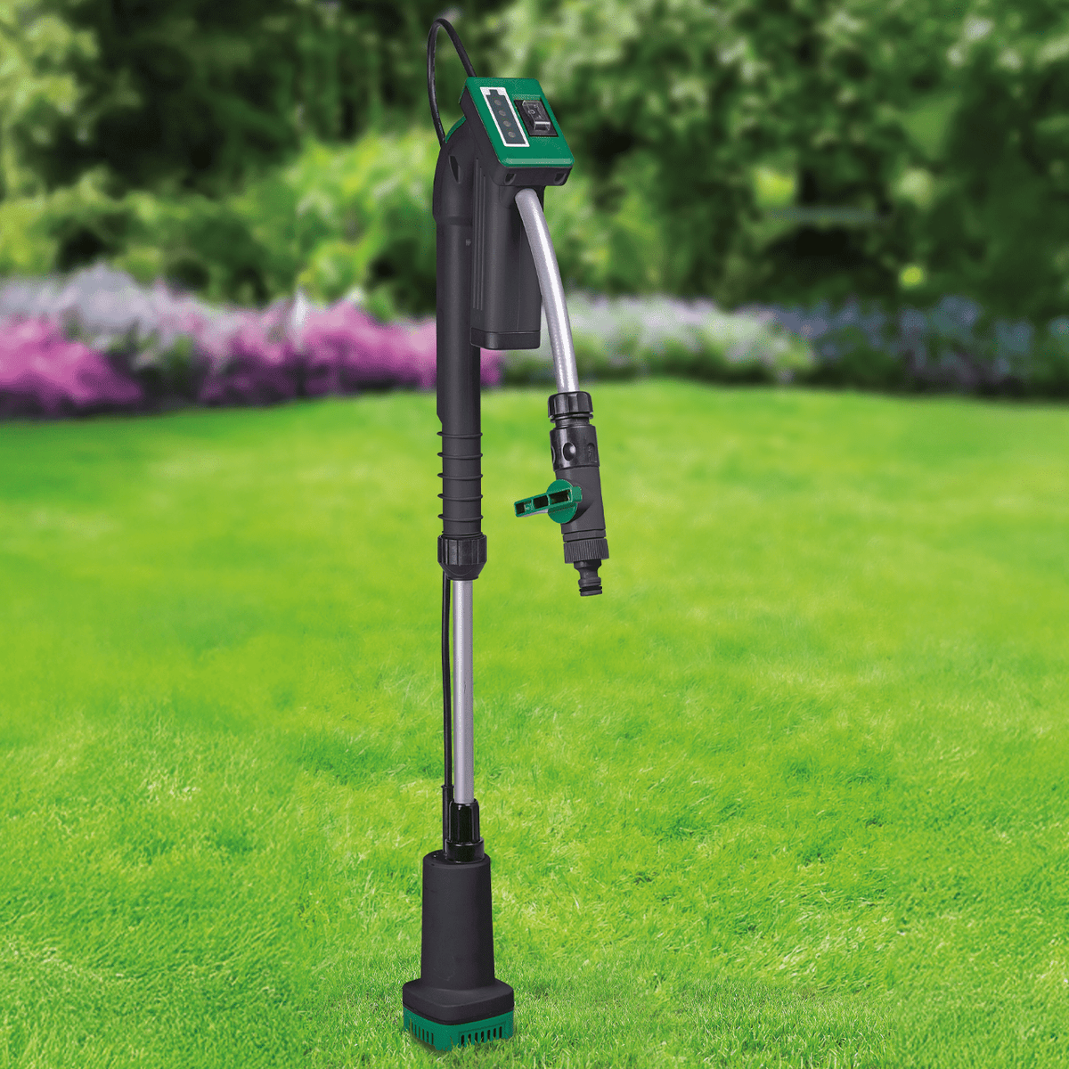 Multibrand Repacked Li - Ion Akku - Regenfasspumpe 12 V + 2 Akkus