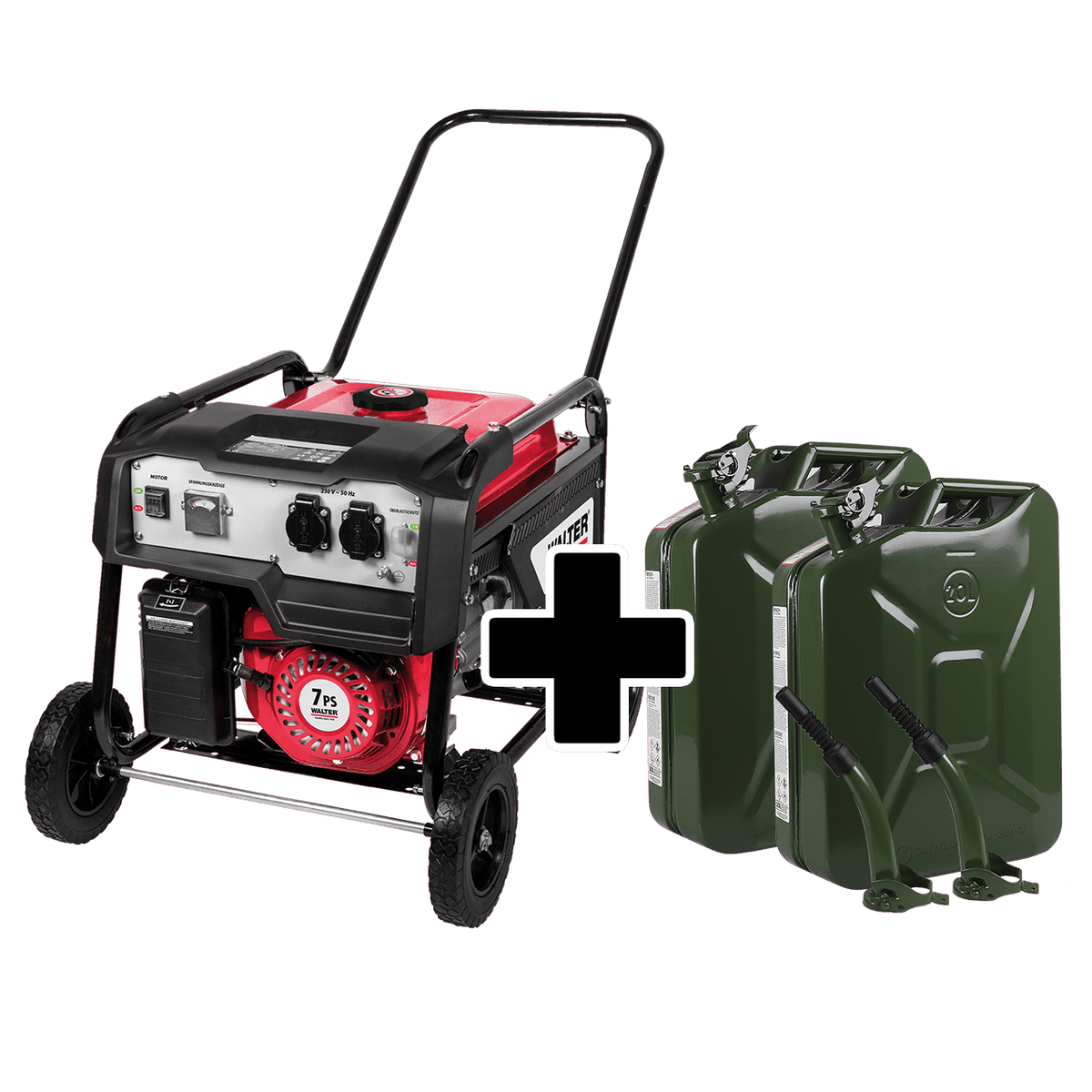 WALTER Stromerzeuger 2600 W mit Benzinkanister 20 L Set 2 - tlg.