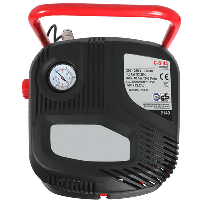 WALTER Multibrand Repacked Werkstatt-Kompressor 50 L (mit Spiralschlauch, Manometer, Adapter)