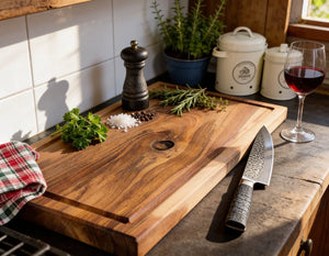 Nussbaum Schneidebrett 70 × 40 × 4 cm – für Braten, BBQ und Gäste