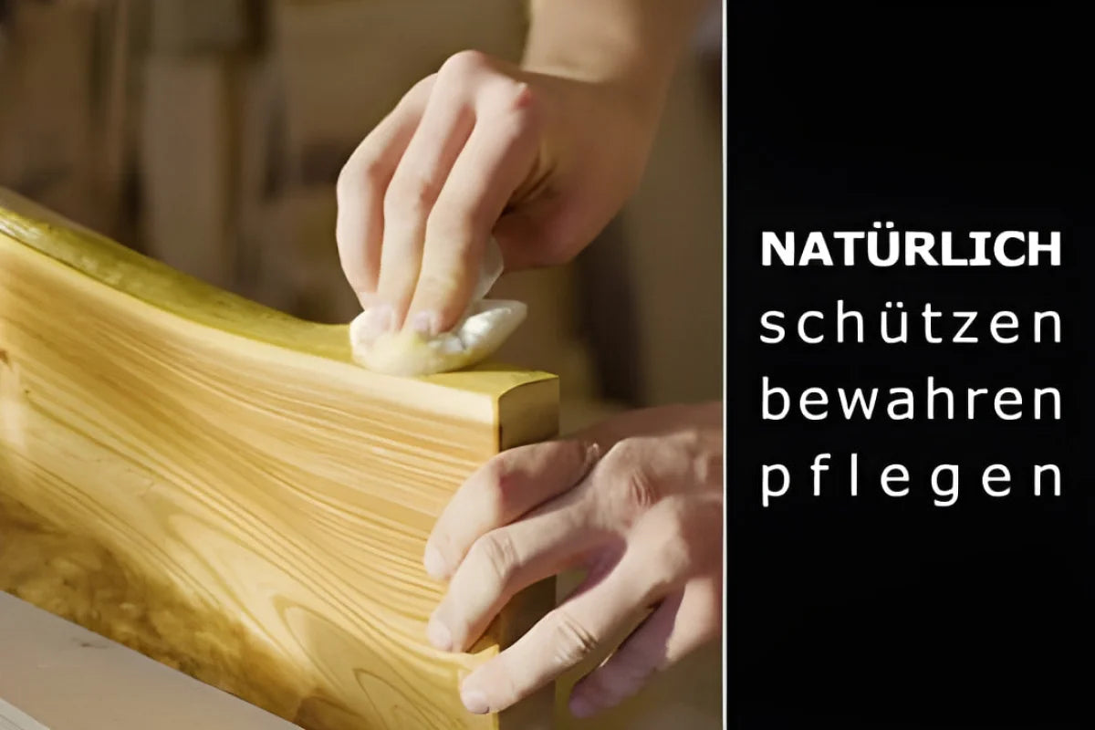 Holzoberfläche einölen: Leinöl-Firnis wird mit einem Tuch dünn aufgetragen