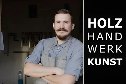 Professioneller Handwerker mit schnurrbart, trägt OLI-NATURA Leinöl-Firnis farblos - natur