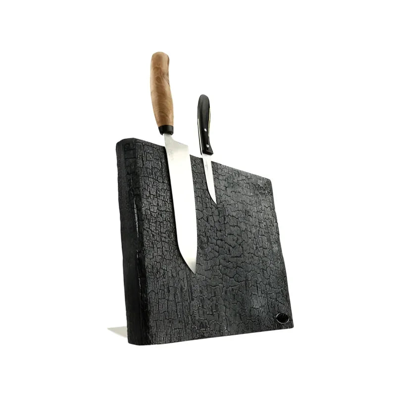 Charcoal wood knife block mit Messern, ideal für die Pyrolith Ascheoptik Kollektion