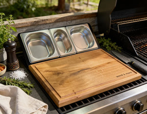 Schneidebrett mit Auffangschale aus Eiche – CHEFSTATION L+ 46×32 cm