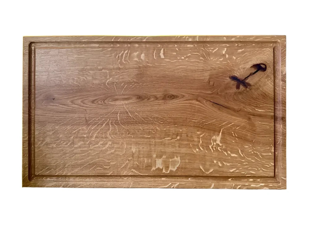 CHEFBRETT XXL 60×40 cm aus massiver Eiche – Schneidebrett mit Saftrille