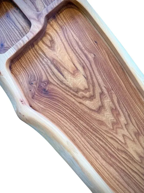 Holz Servierbrett mit natürlichen Maserungen und weißen Kanten, XXL für Grill und Gastro