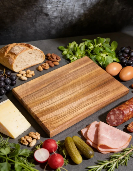 Vesperbrett aus massivem Nussbaum 30 × 20 cm – Frühstücksbrett mit individueller Holzzeichnung